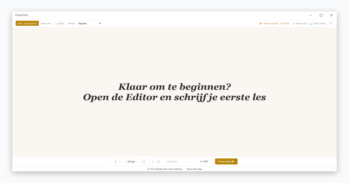 Slide 27 — Klaar om te beginnen
