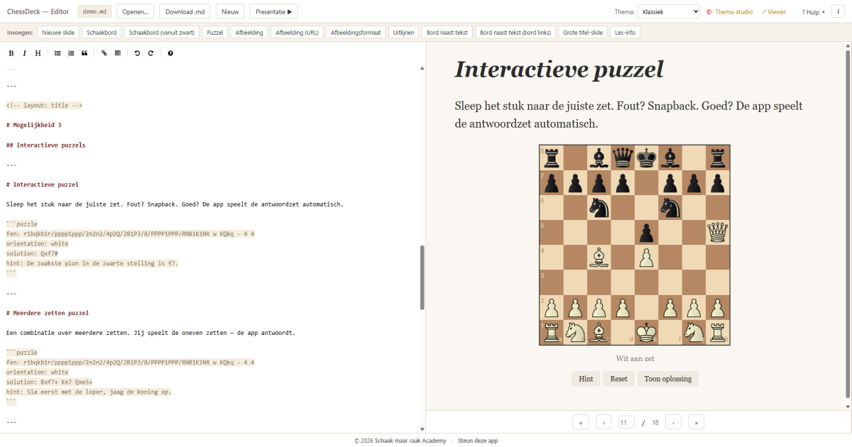 ChessDeck — hoofdscherm