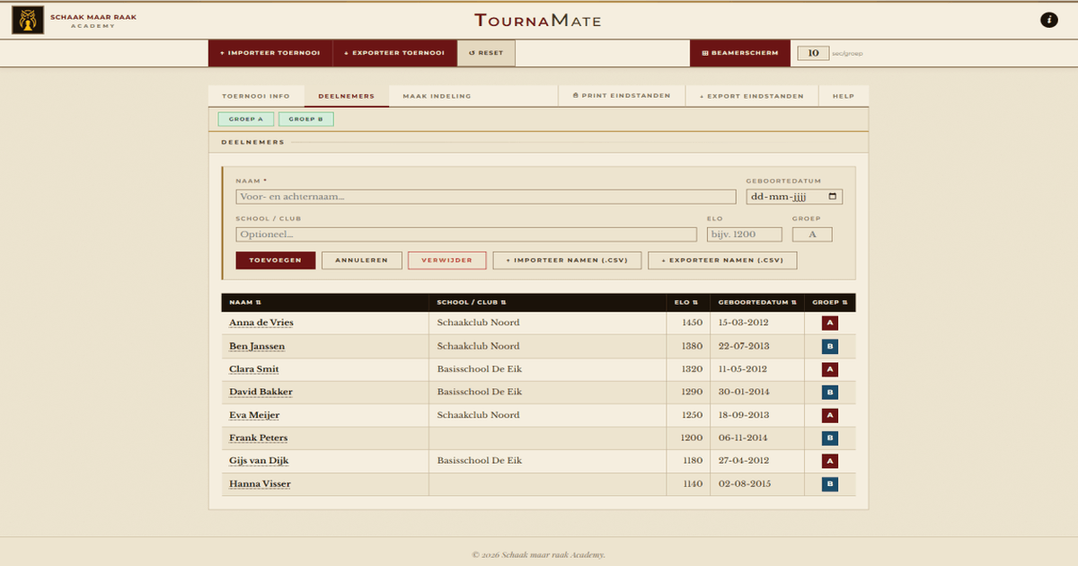 TournaMate — detail
